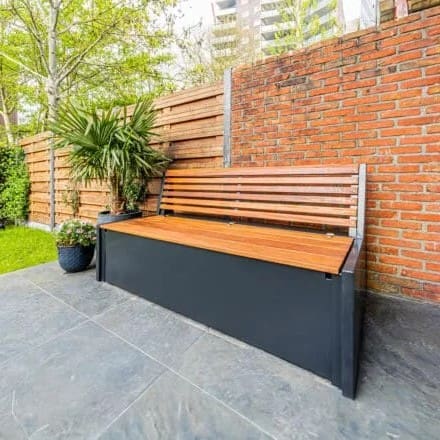 Tuinbank met rugleuning en opbergruimte - Cortenstaal - Afbeelding 17