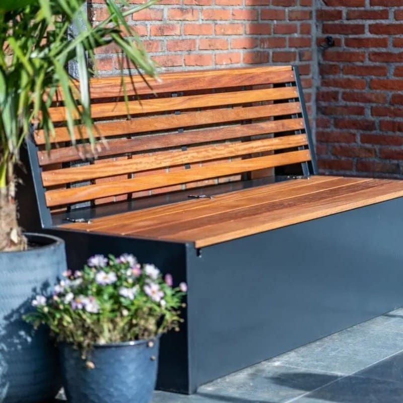 Tuinbank met rugleuning en opbergruimte - Cortenstaal - Afbeelding 19