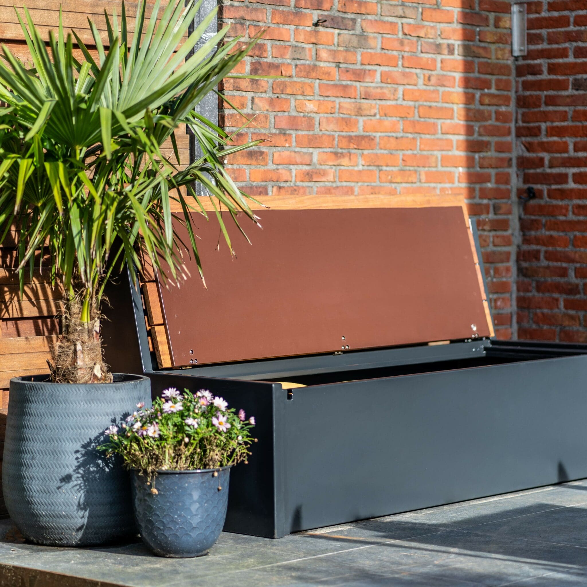 Tuinbank met rugleuning en opbergruimte - Cortenstaal - Afbeelding 24