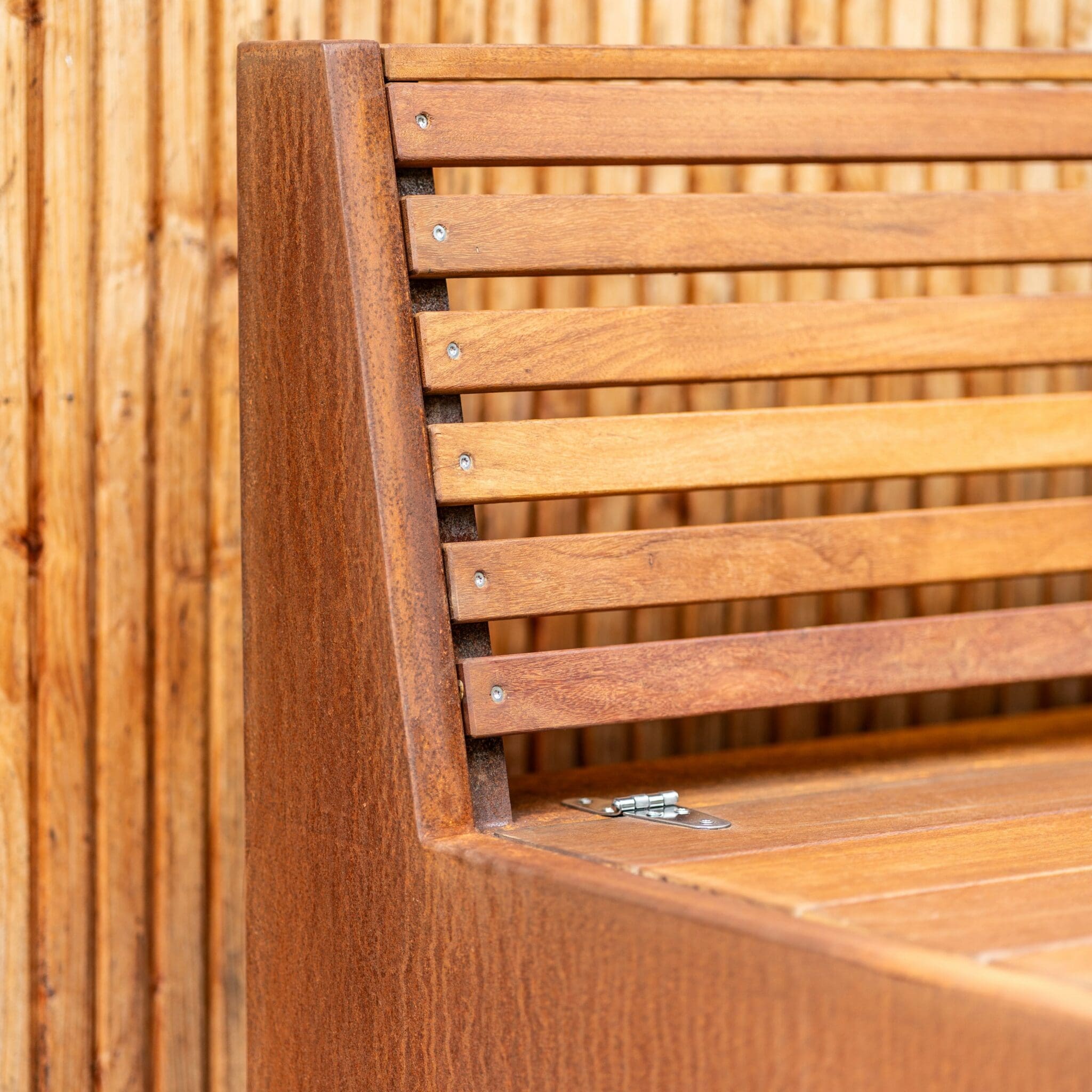Tuinbank met rugleuning en opbergruimte - Cortenstaal - Afbeelding 11