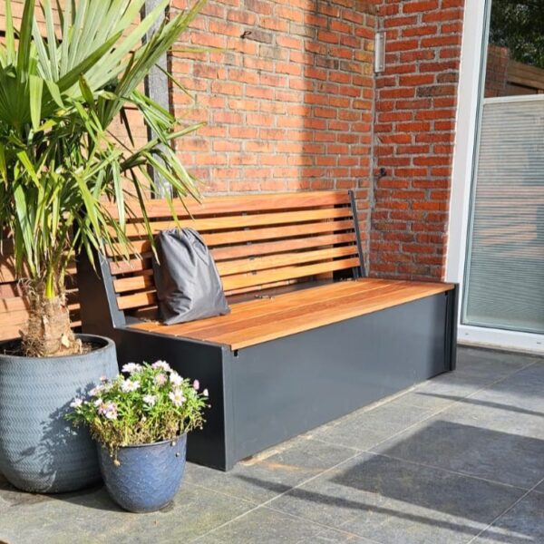 Alternative view of Tuinbank met rugleuning en opbergruimte - Aluminium